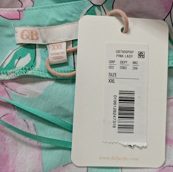 NWT GB Dillard's blue green pink floral one sleeve cutout side dress XXL - Picture 7 of 9